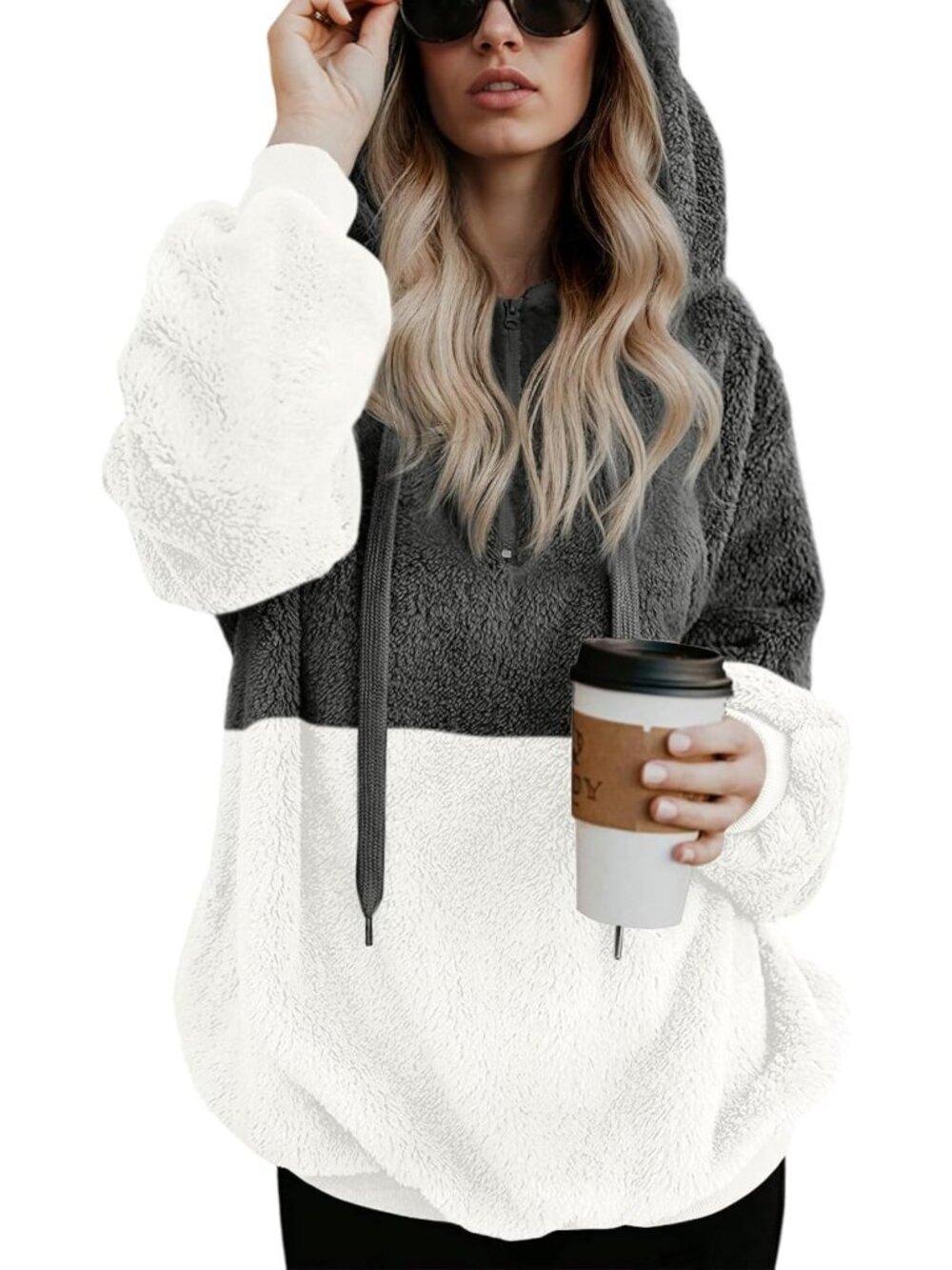 Cozy Women's Fleece Hoodie Sweatshirt - Casual Warm Pullover for Fall/Winter